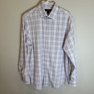 Mizzen+Main Leeward Classic Fit Plaid Dress Shirt Mens Size M Button Down Top